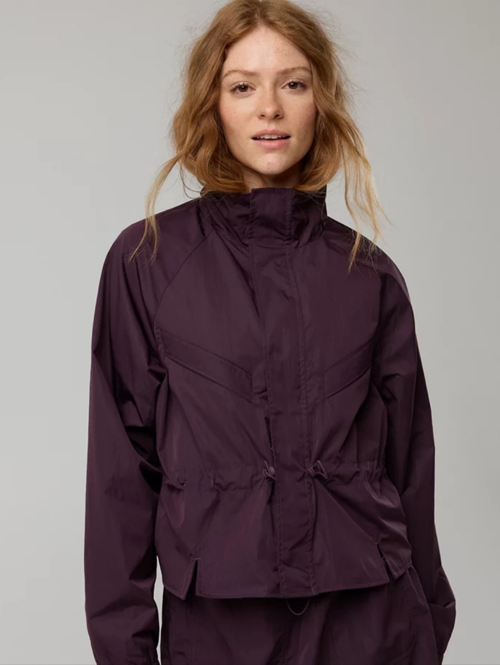 Aerie Offline Cool‎ Berry Purple Hiker Cropped Jacket Windbreaker Size XL